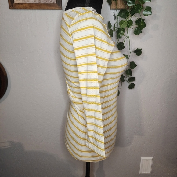 Matilda Jane Mustard Stripe Button Accent Top Size XS - Picture 5 of 13
